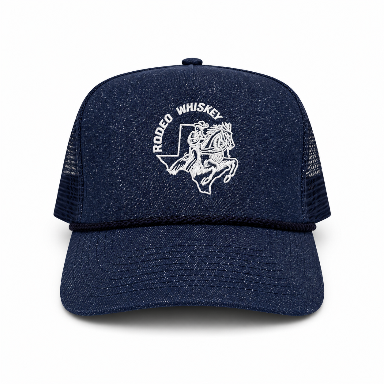 Blue Denim RW High Profile Rope Mesh Snapback Hat