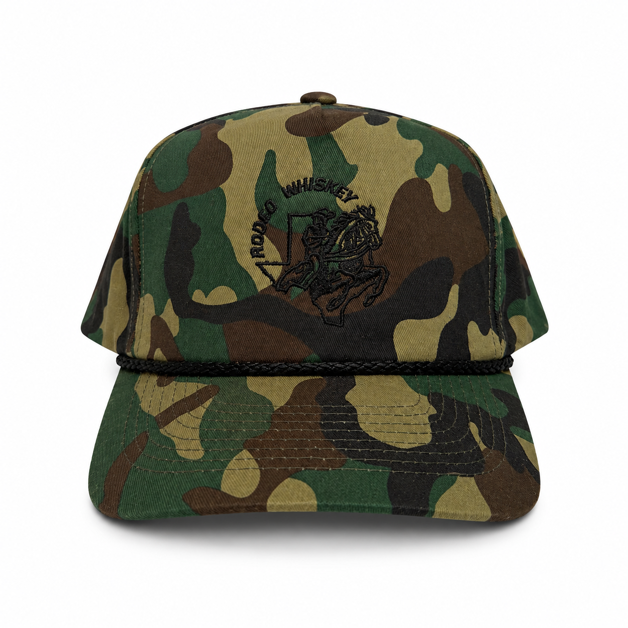 Dark Camo & Black RW High Profile Rope Snapback Hat SAMPLE