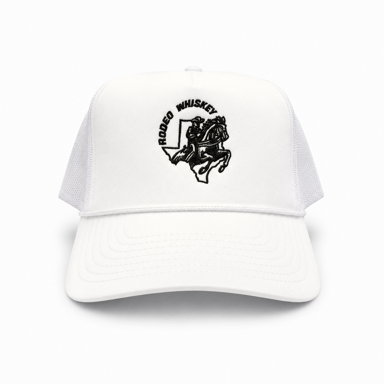 White RW High Profile Rope Mesh Snapback Hat