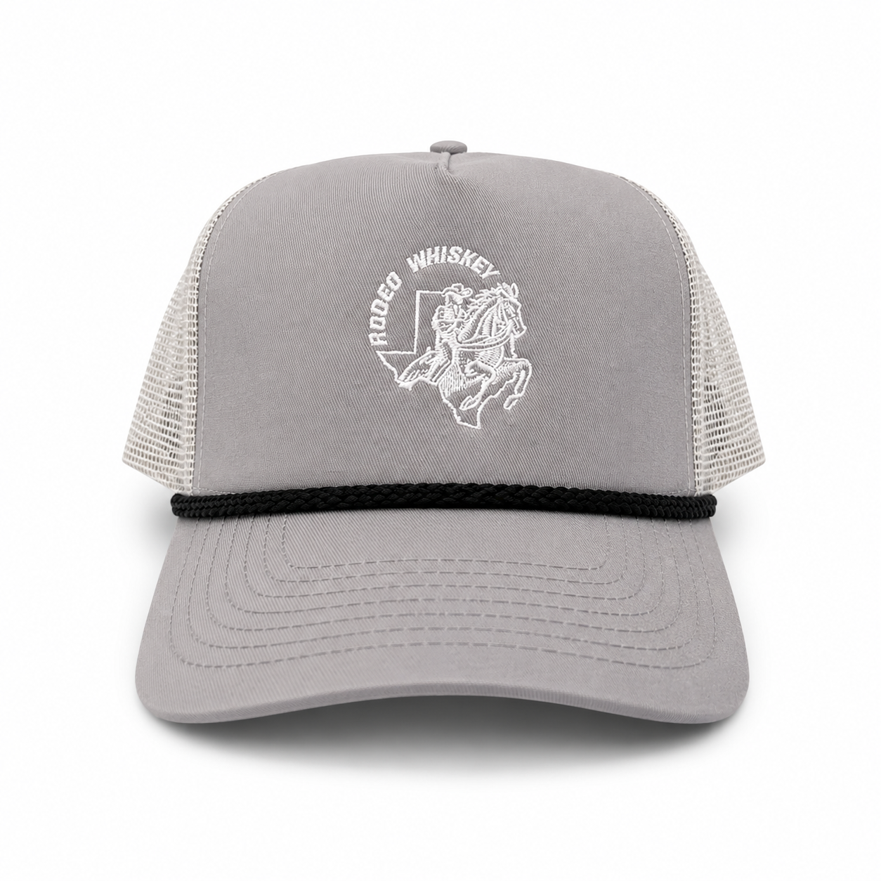 Grey & Black RW High Profile Rope Mesh Snapback Hat