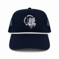 Navy Blue & White RW High Profile Rope Mesh Snapback Hat