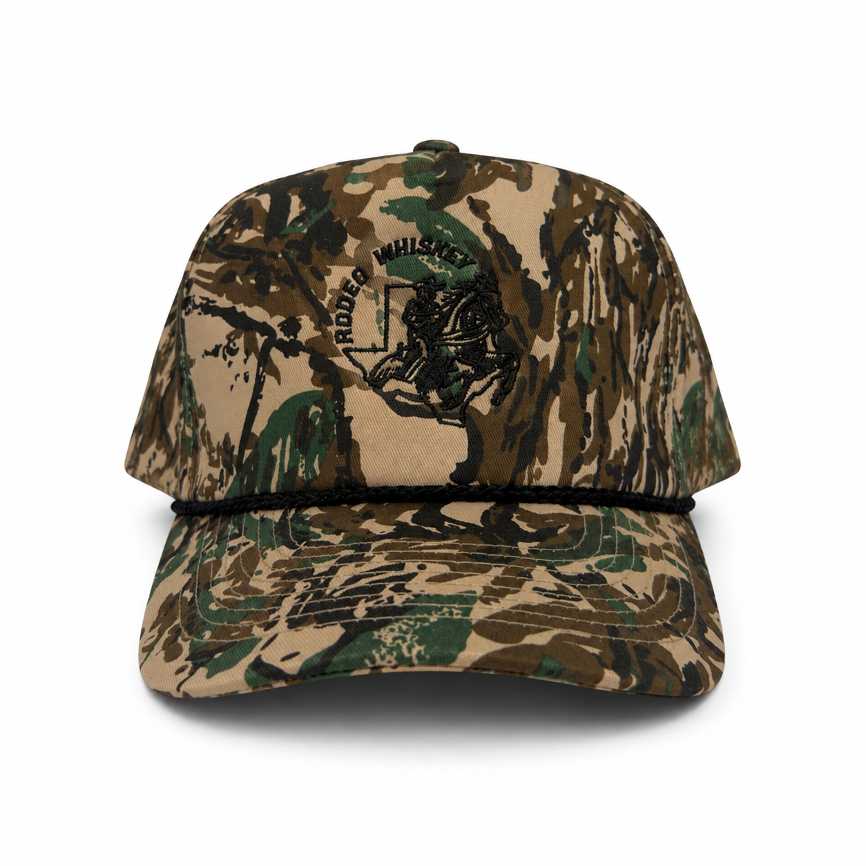 Camo & Black RW High Profile Rope Snapback Hat SAMPLE